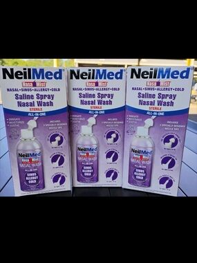 NeilMed Saline Spray Nasal Wash - 6.3 Fl Oz EX9/29 lot of 3 NEW